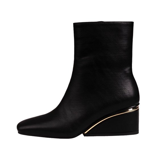 Stylish Vintage Womens Black Leather Wedge Ankle Boots - Picture 3 of 7